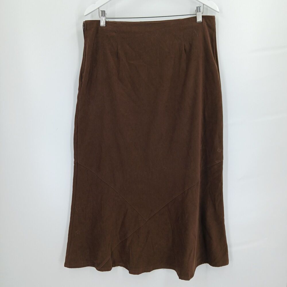 Vintage White Stag Womens Size 8 Brown Faux Suede Midi Skirt